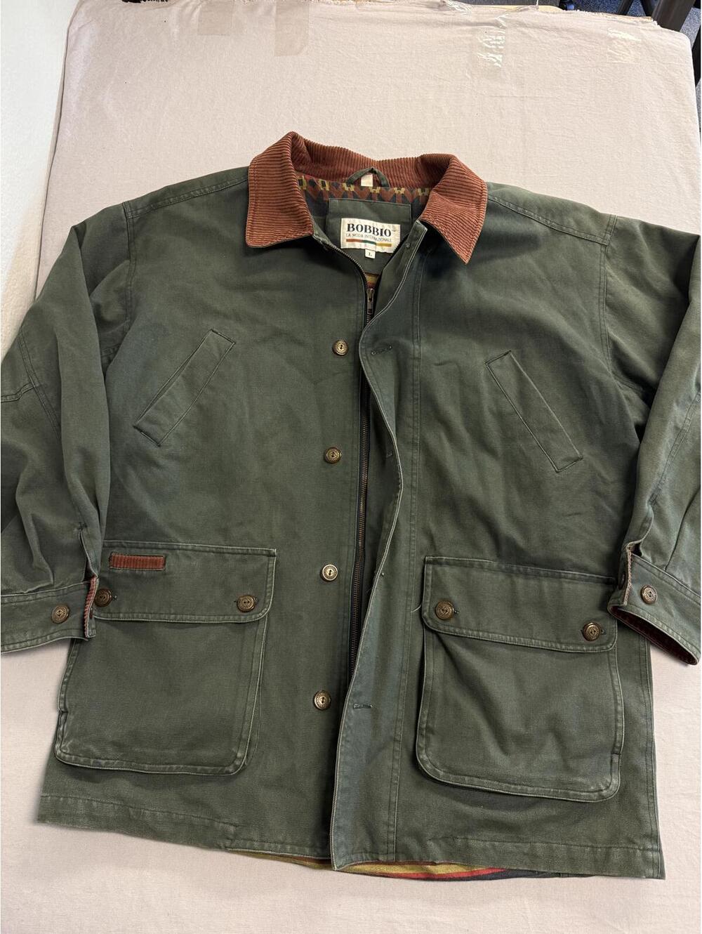 Mens Timber Green Chore Jacket Aztec Lined Bobbio La Moda L
